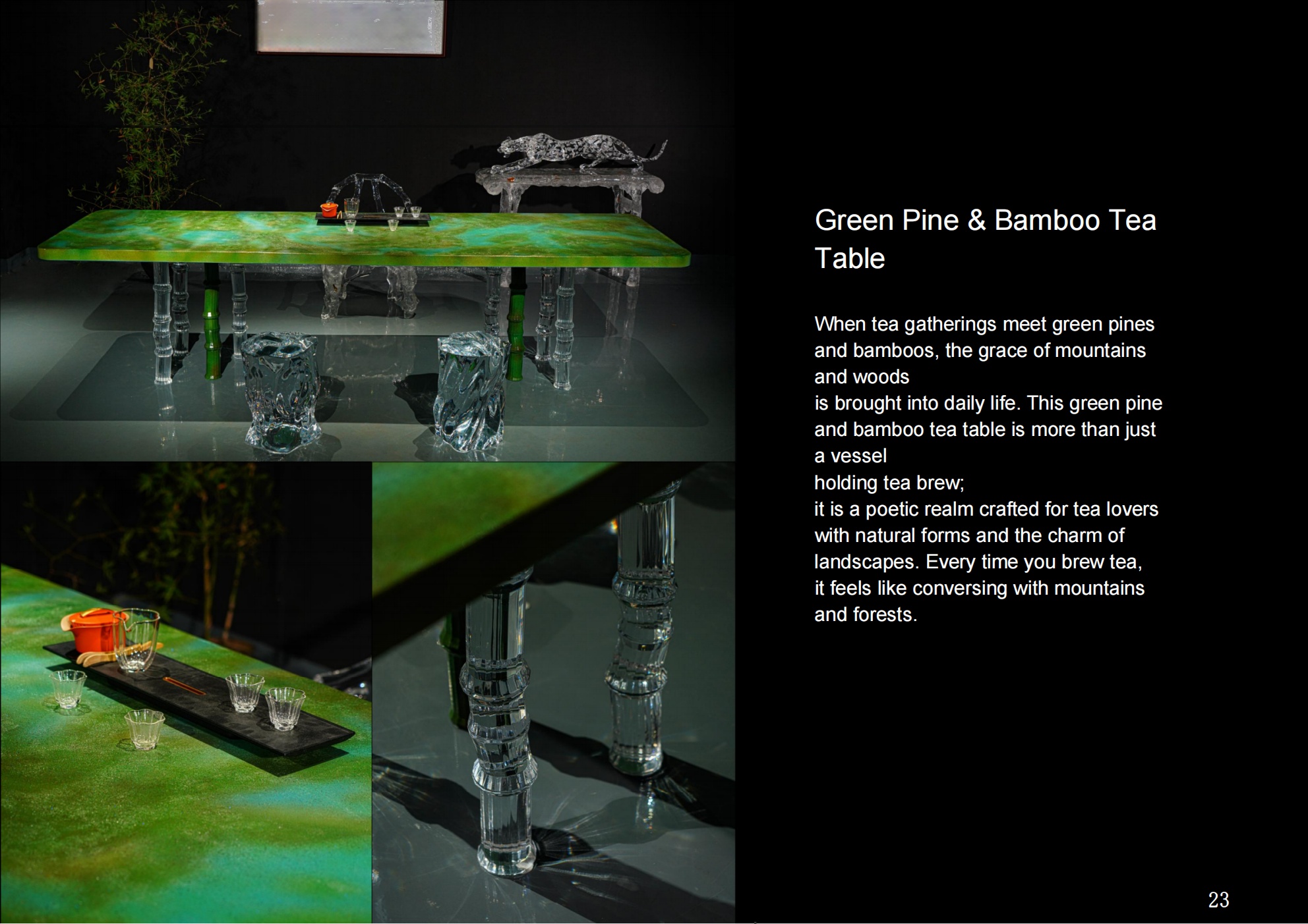 Green Pine & Bamboo Tea Table